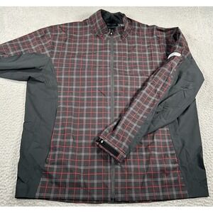 Footjoy Dryjoys Hydrolite Jacket Men's Large Black Plaid Golf Rain Windbreaker
